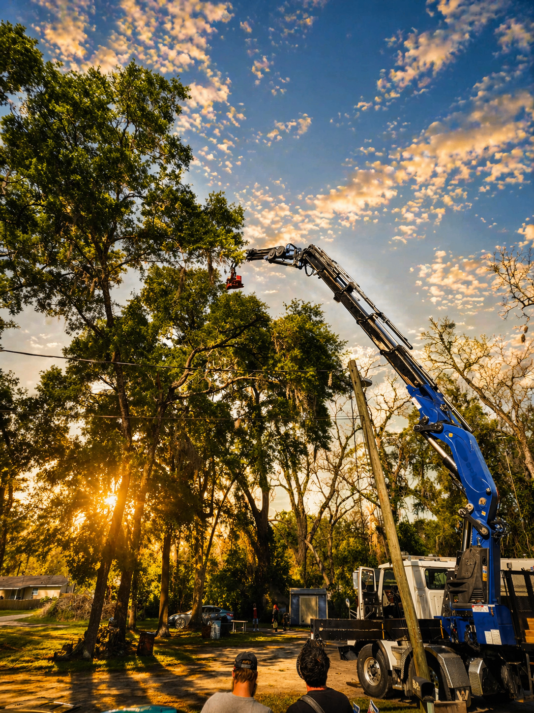 Crane-assisted tree work